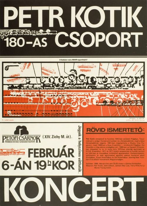 Petr Kotik at Petőfi Csarnok concert poster
