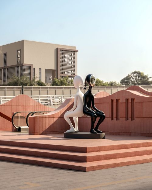 Ateno lines subway station in "continuous waves" of red concrete