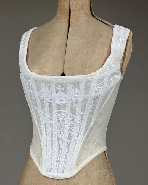 Vivienne Westwood: bridal corset with white Boulle flocked print