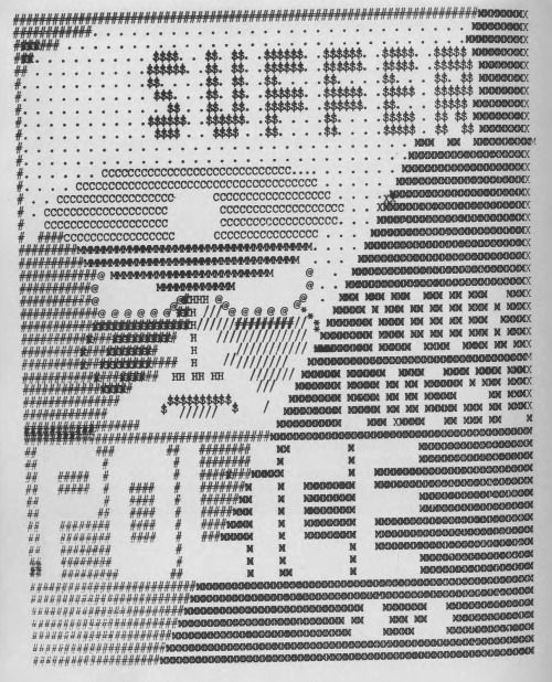 text-mode:

Illustration from teleprinter novel Informed Sources