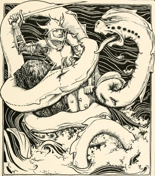 the-evil-clergyman:

The Lambton Worm, from More English Fairy..