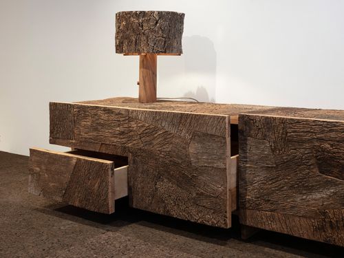 Bark-lined furniture among showcase of Noé Duchaufour-Lawrance's