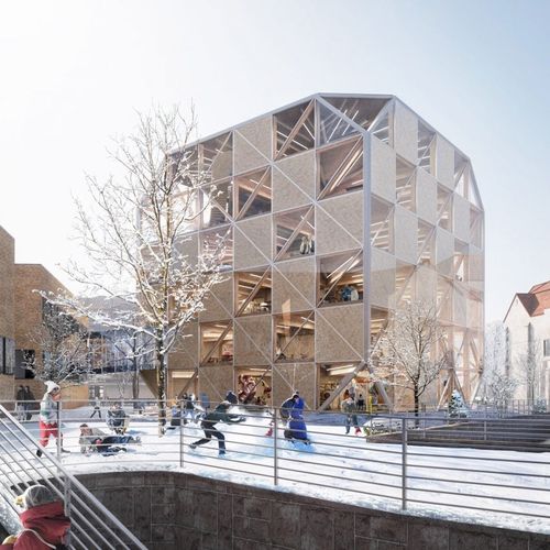 BIG designs all-wood cubic structure as "living curriculum" at U